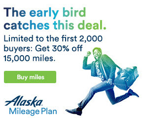 Alaska miles 30% discount