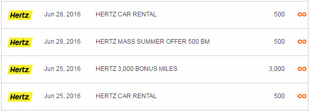 4500 AP points for Hertz Car Rental in SAN