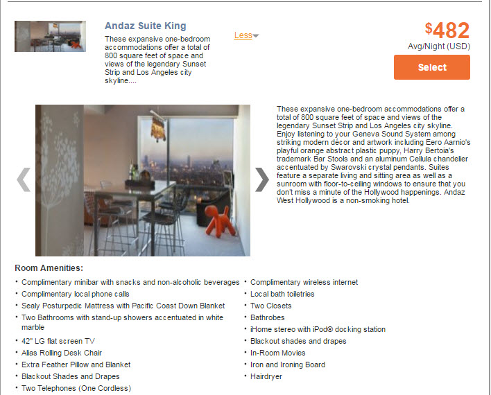 Andaz Suite King: Retail $482/night