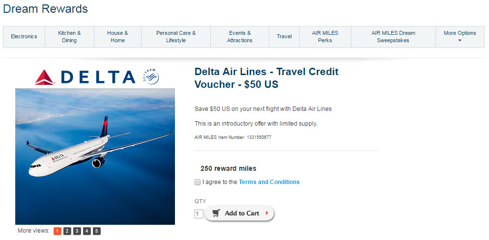 Delta travel credit voucher - $50 US