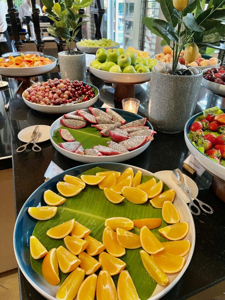 a table full of fruit