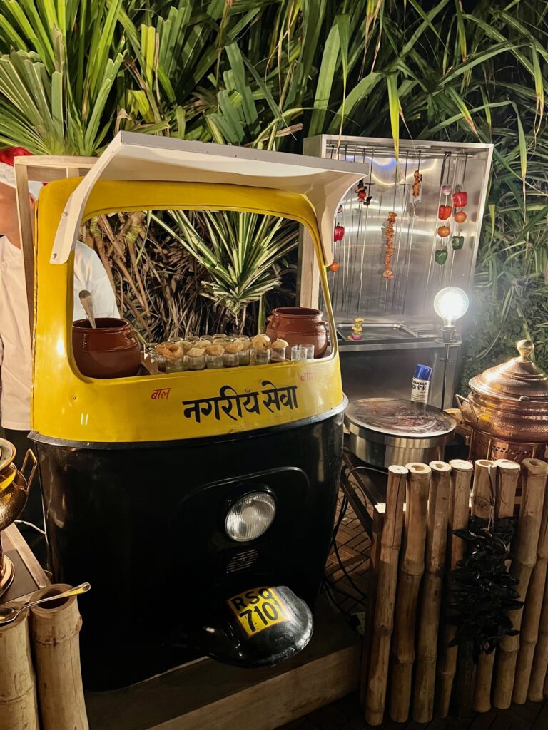 a food cart with a yellow and black object