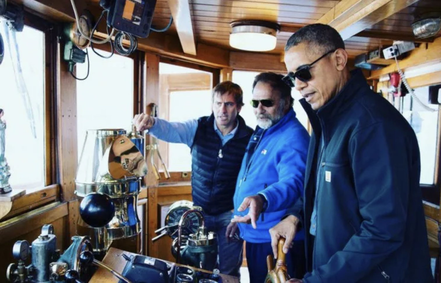 Barack Obama onboard Modesta Victoria, Bariloche, Argentina