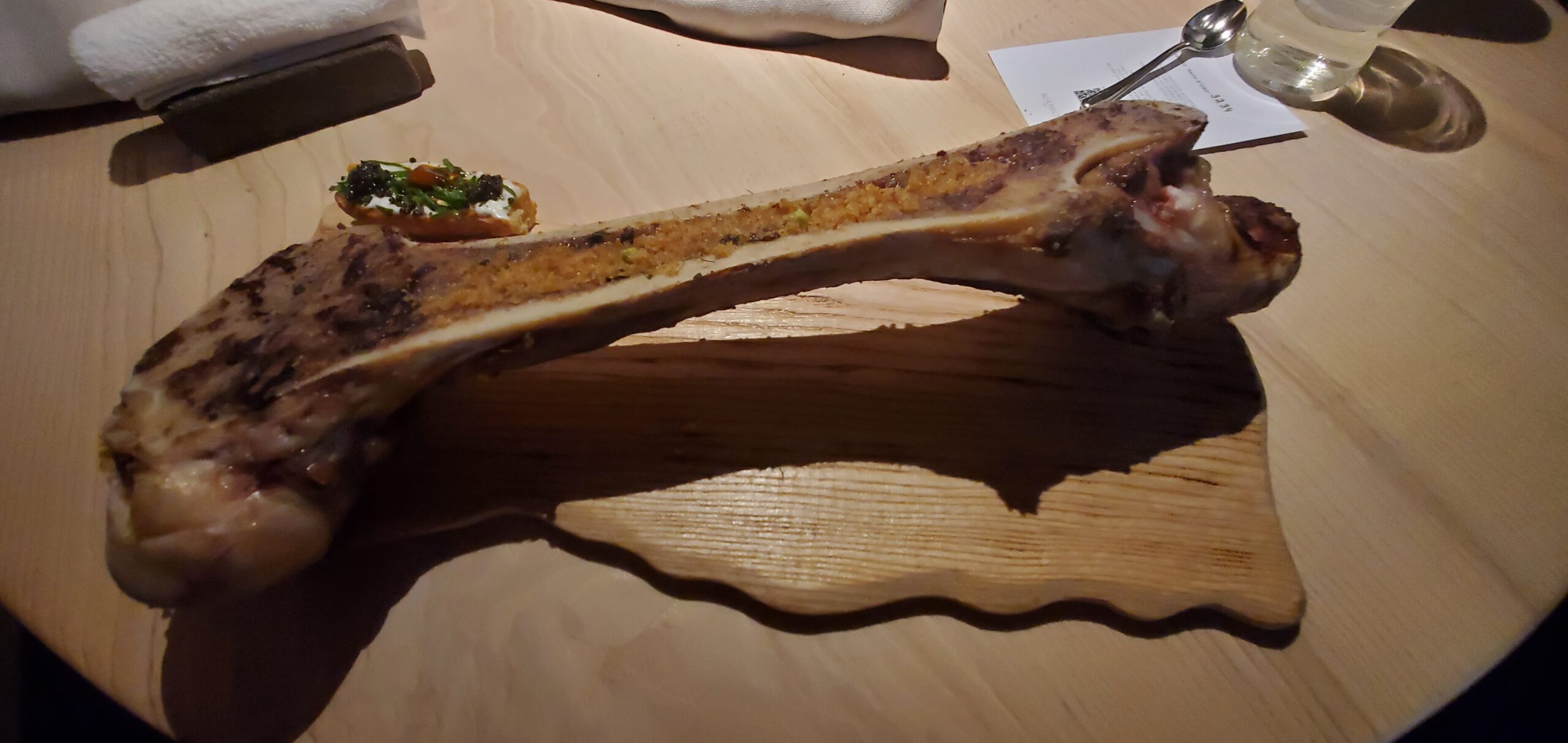 a bone on a wooden board