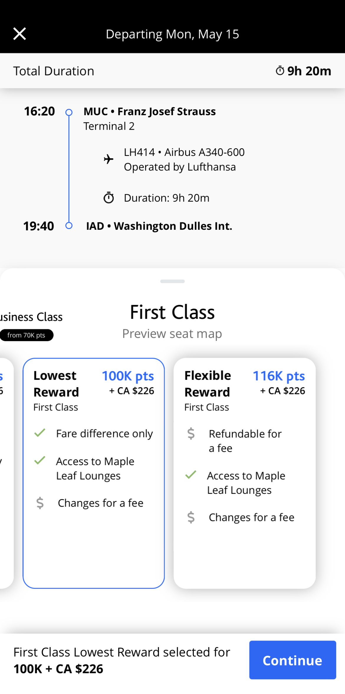 How to Fly Lufthansa First Class using Aeroplan - Points Miles and Bling
