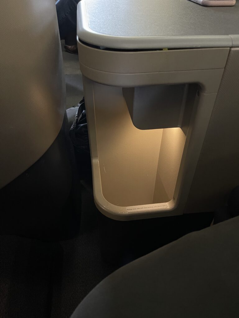 a small light in a small arm rest