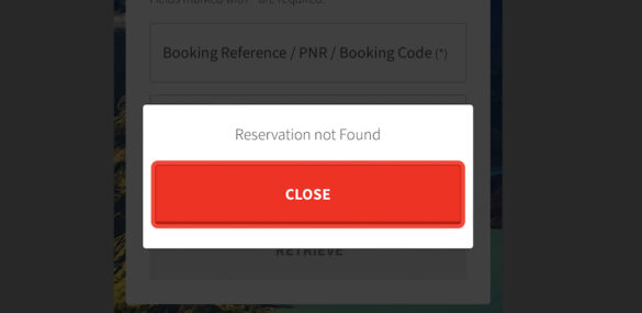 Reservation not found
