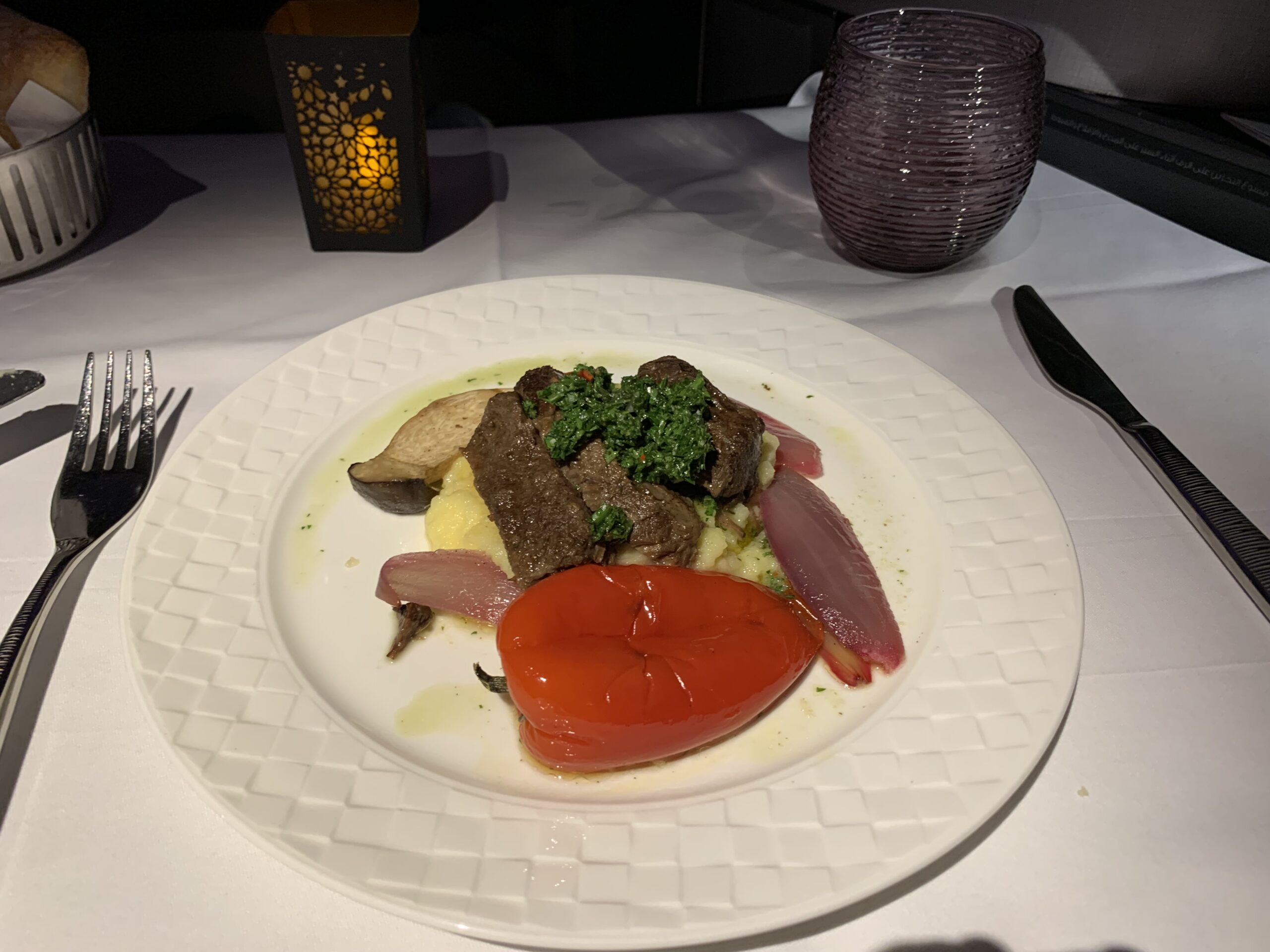 QSuite -Beef with chimichurri sauce