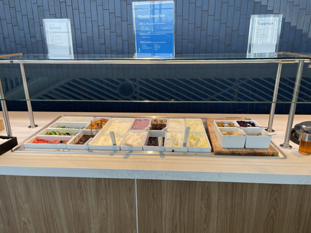 a counter with different food items in it