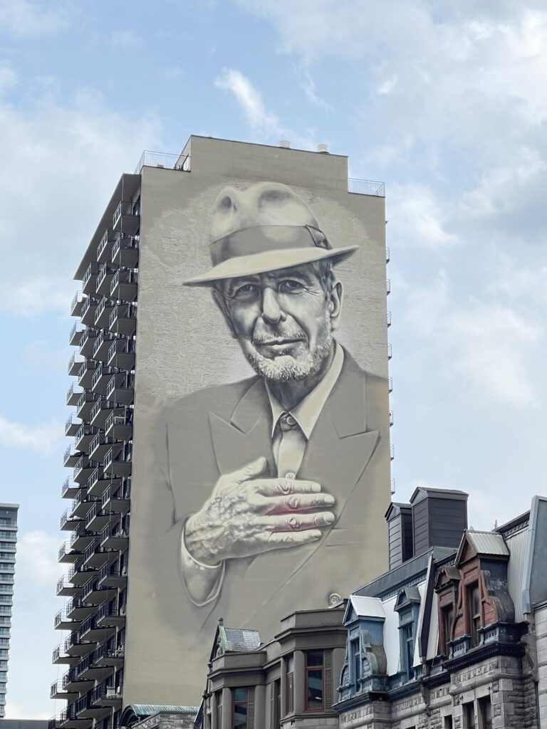 a mural of a man on a building