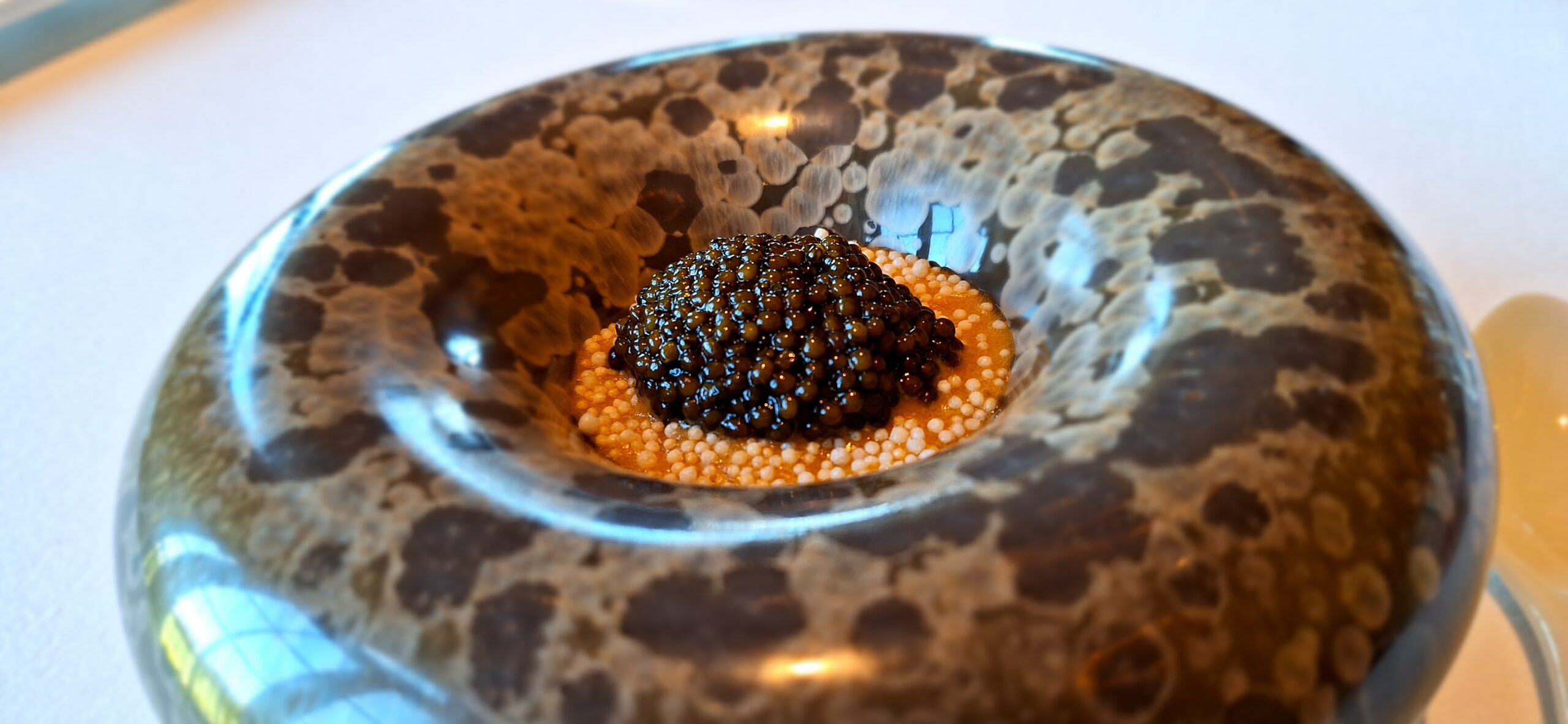 a bowl of black and white food