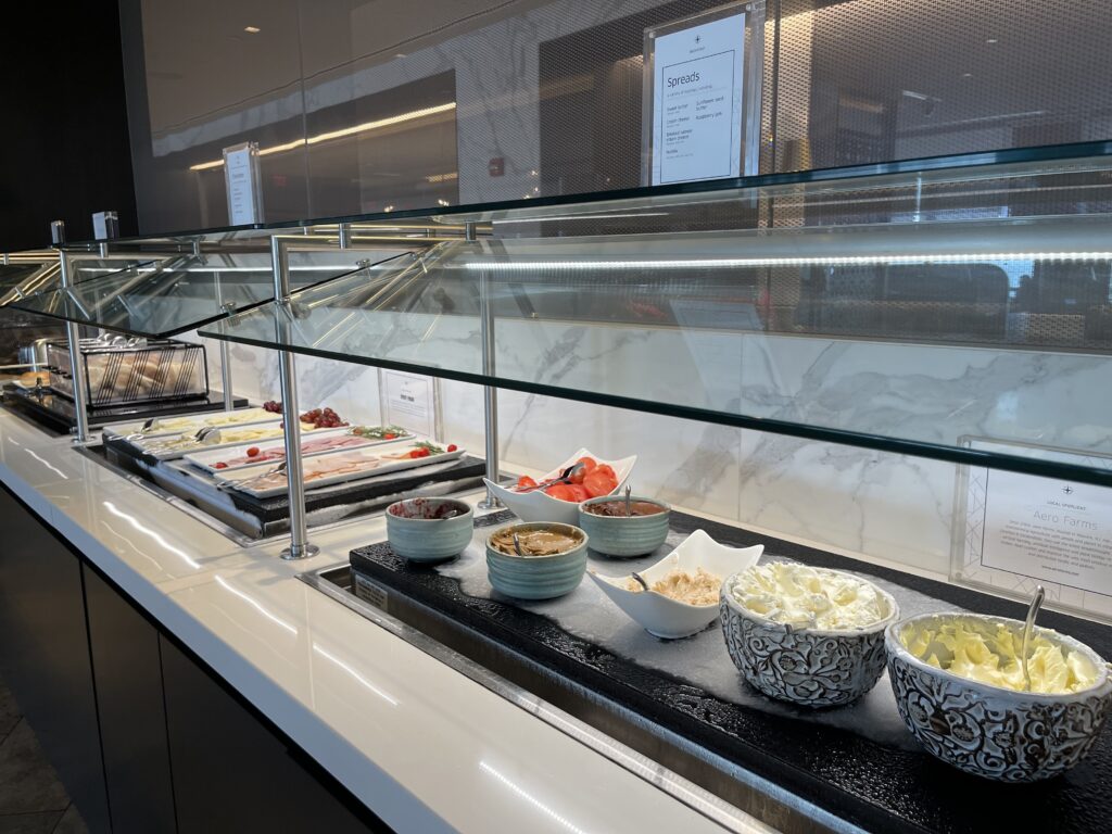 food on the counter in a buffet