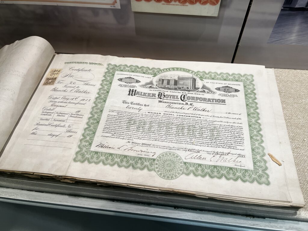 a document in a glass case