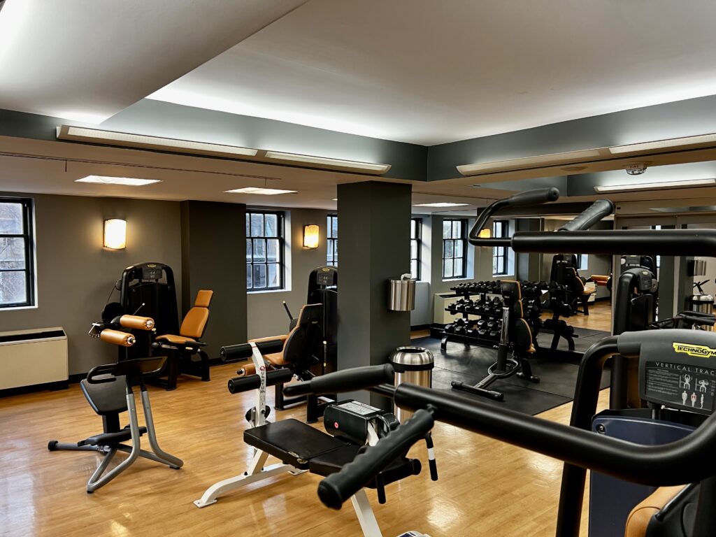 a gym with exercise equipment