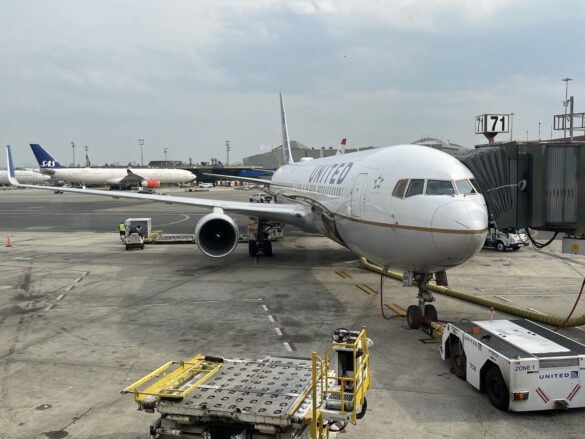 a plane parked at an airport