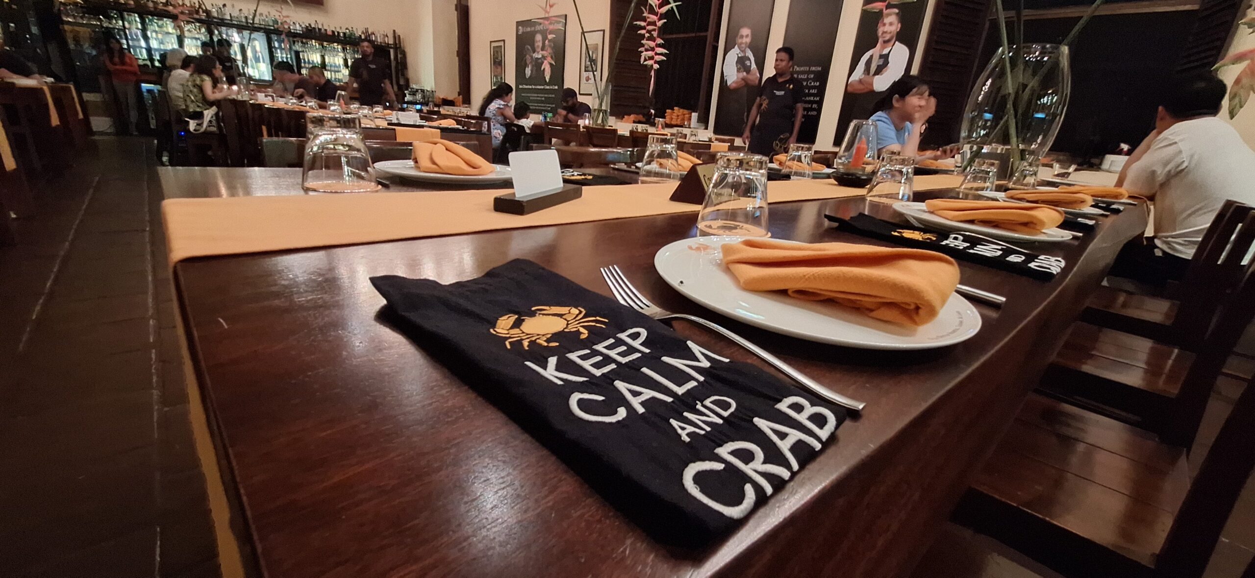 a table with a black towel on it