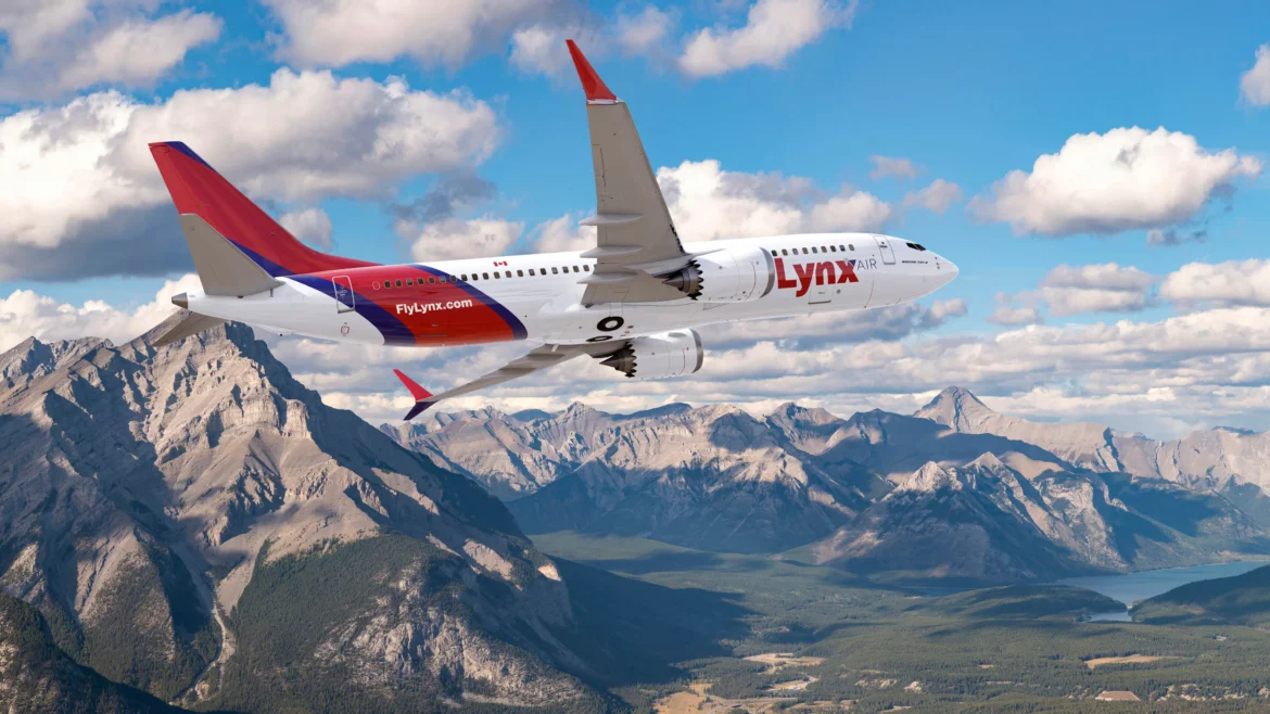 Lynx Air a plane flying over mountains