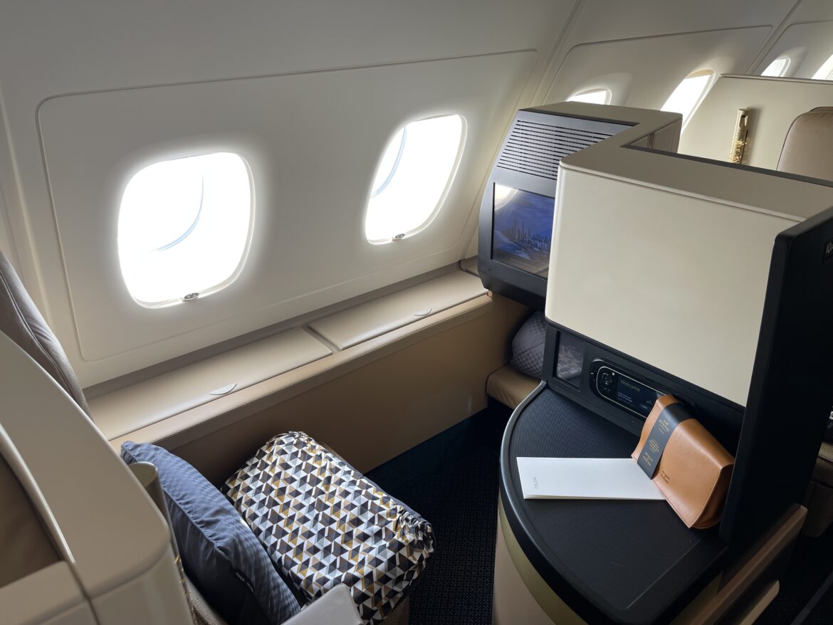 a seat in an airplane