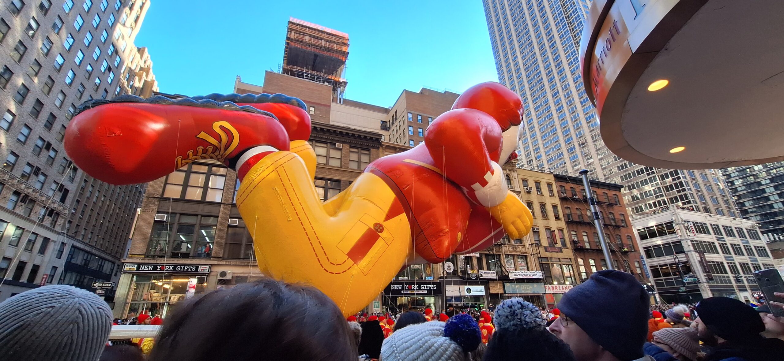a large inflatable balloon in a city
