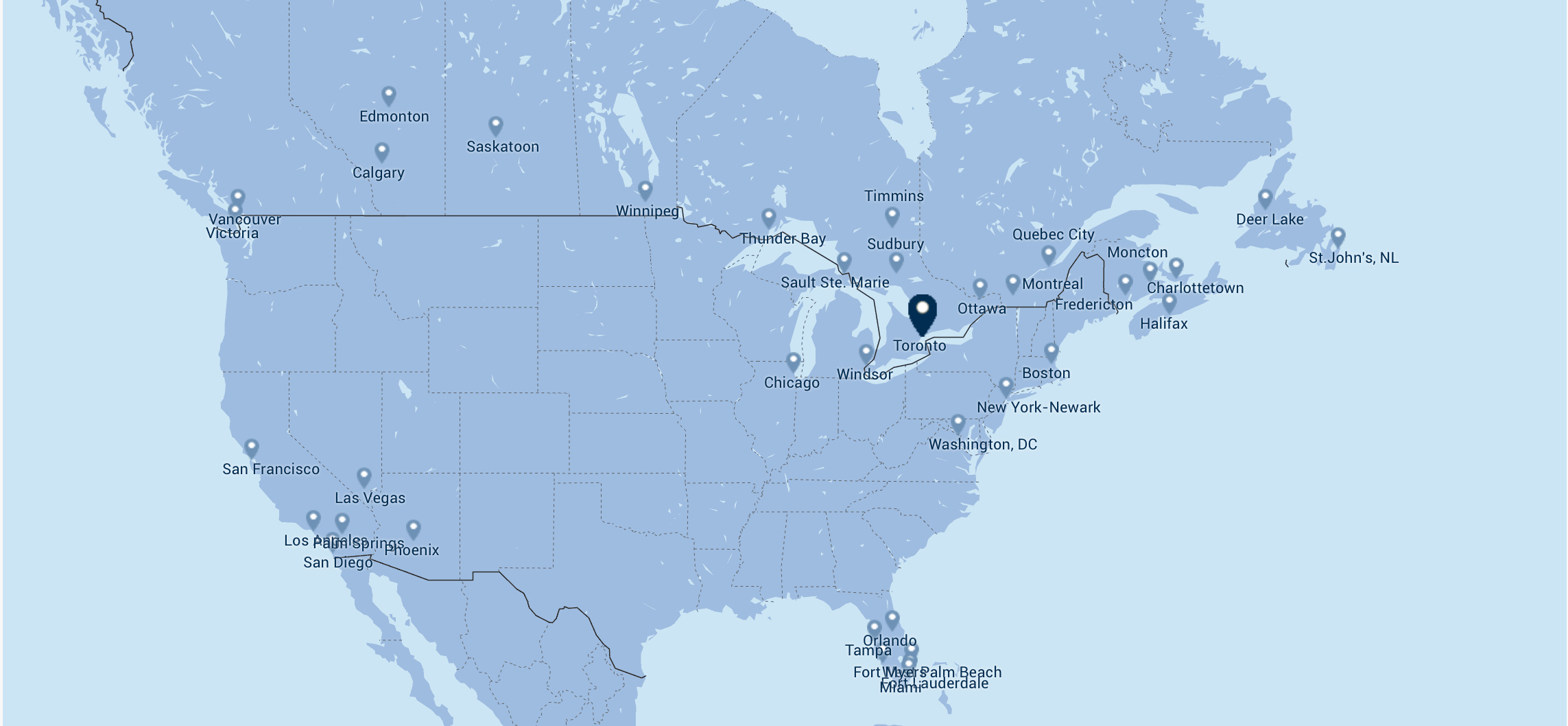 Porter Airlines destination map