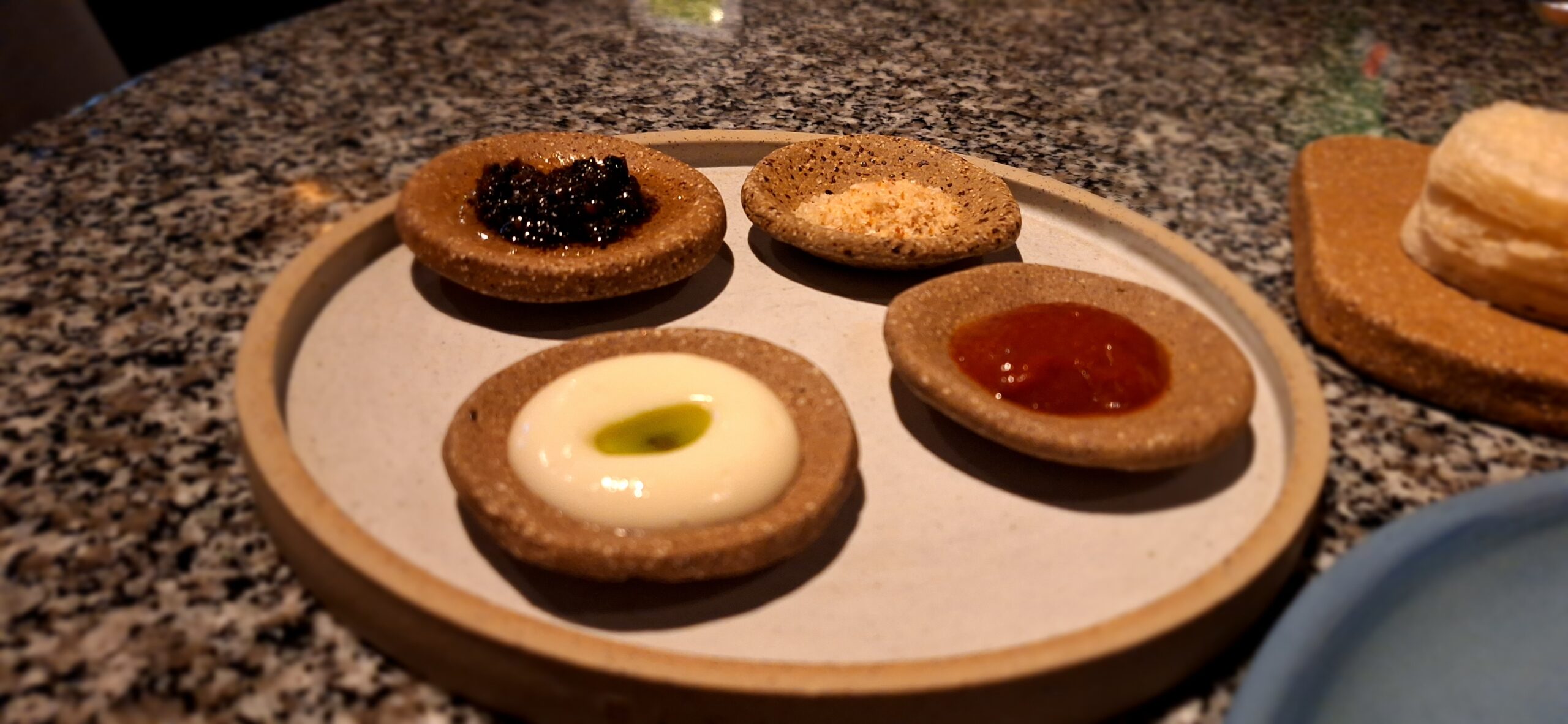 a plate of food on a counter