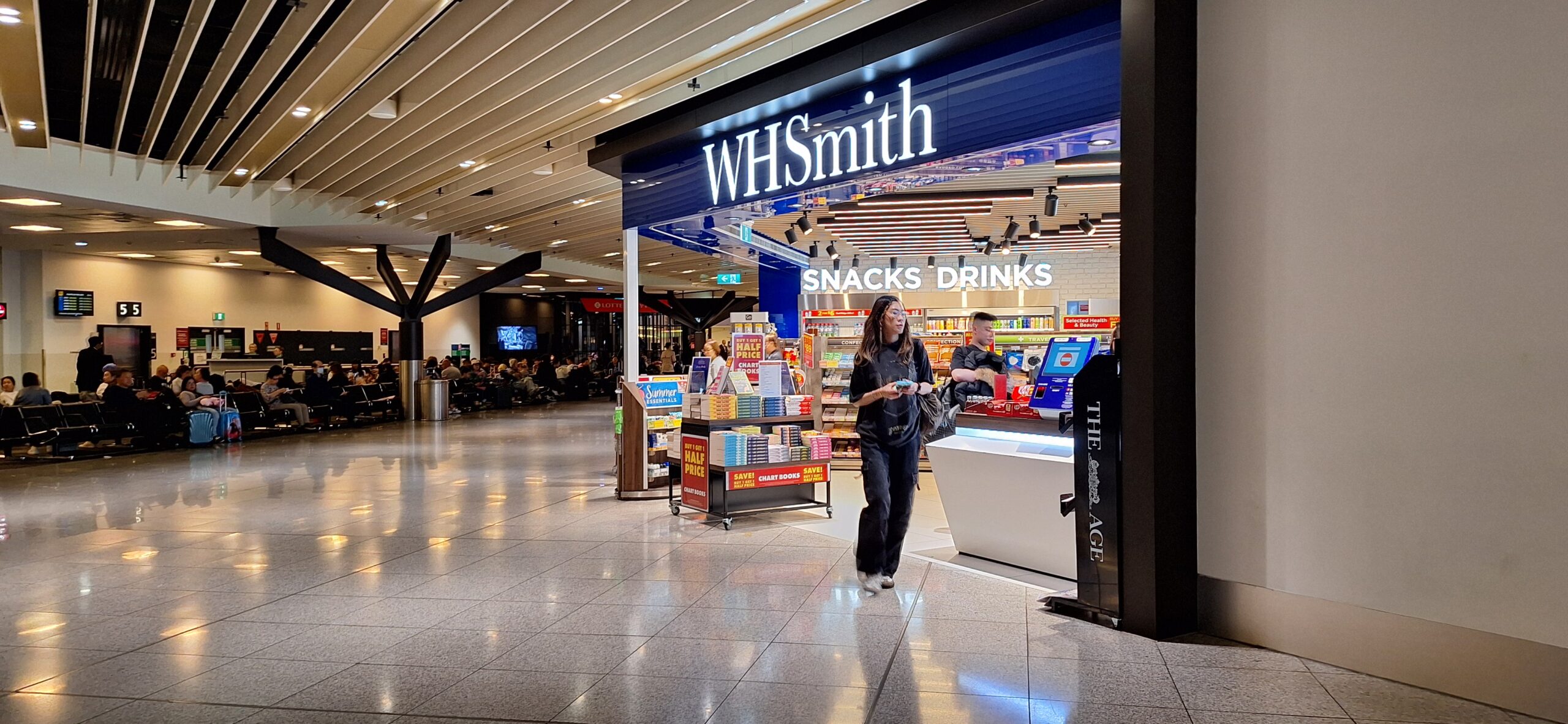 a woman walking in a store