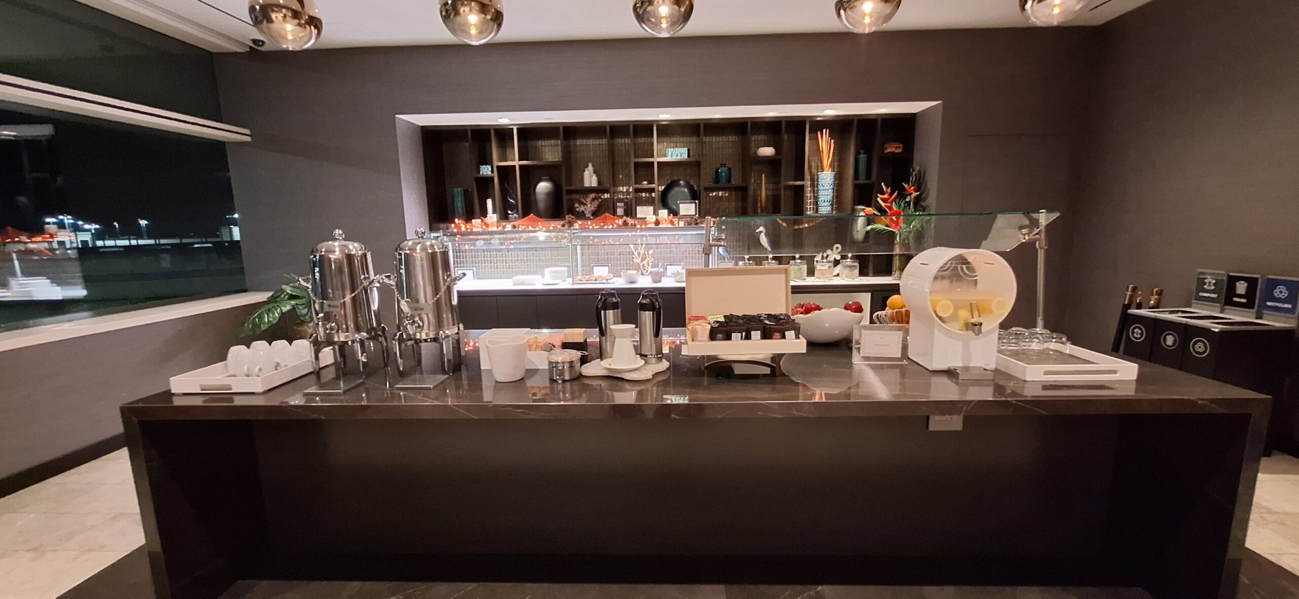 a counter with a variety of objects on it