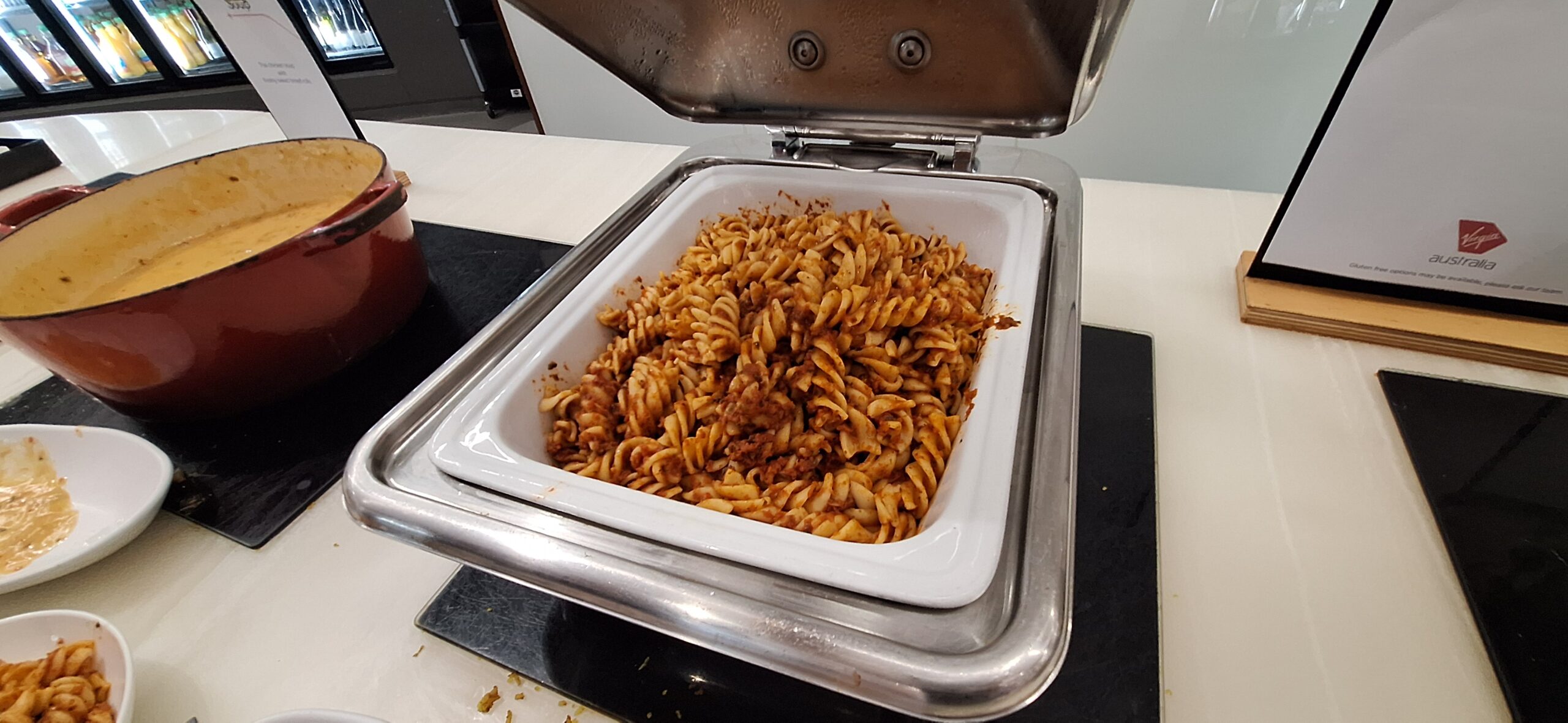 a dish of pasta in a container