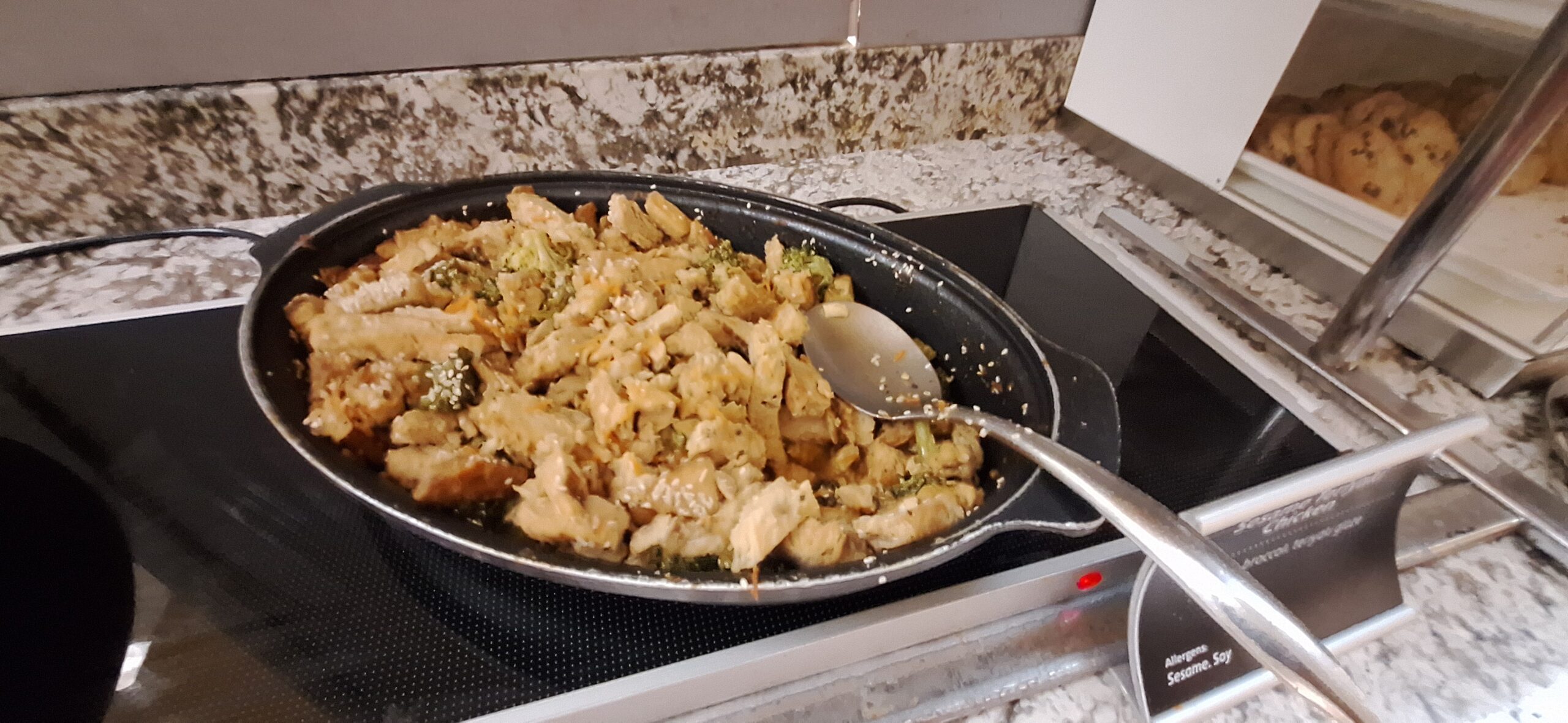 a pan of food on a stove