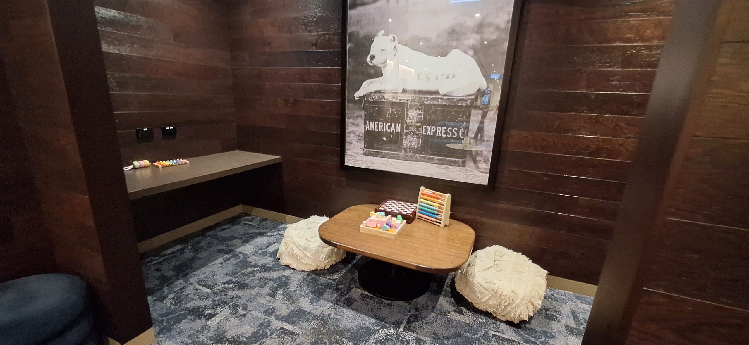 a table and chairs in a room