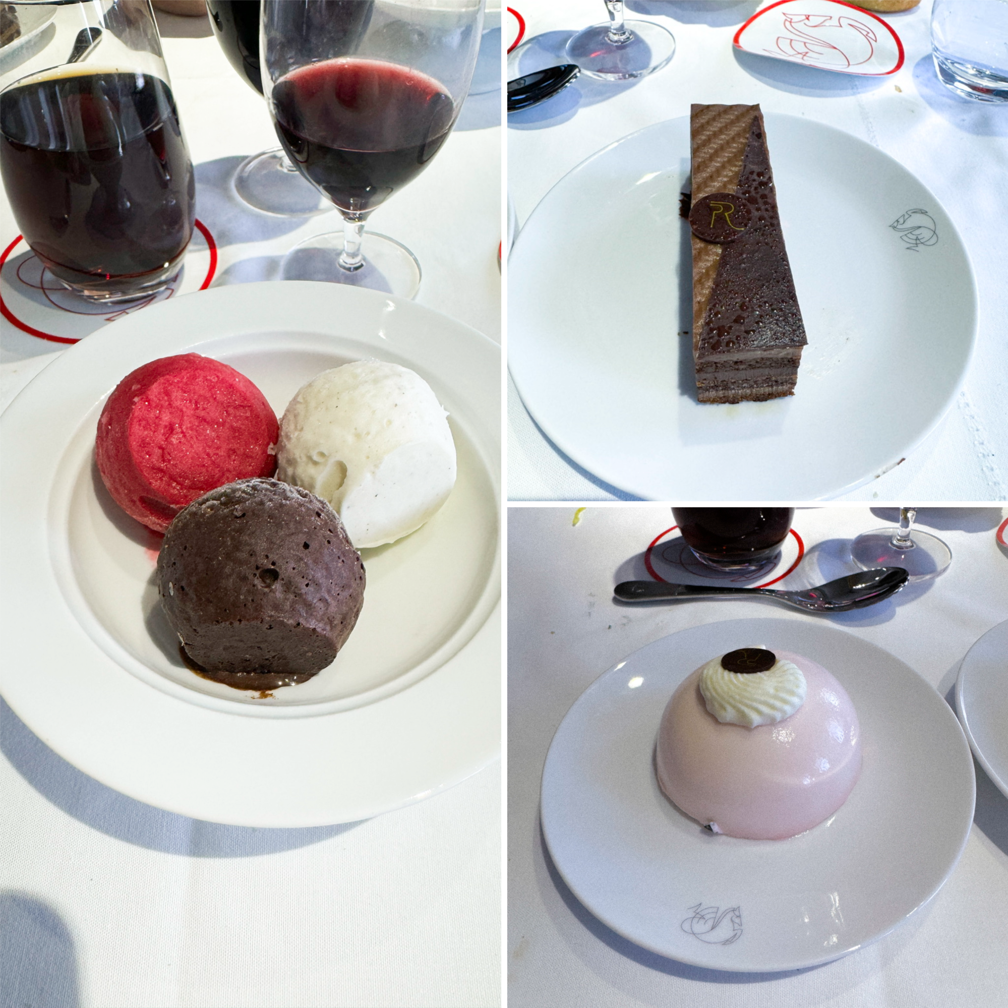 a collage of desserts on plates