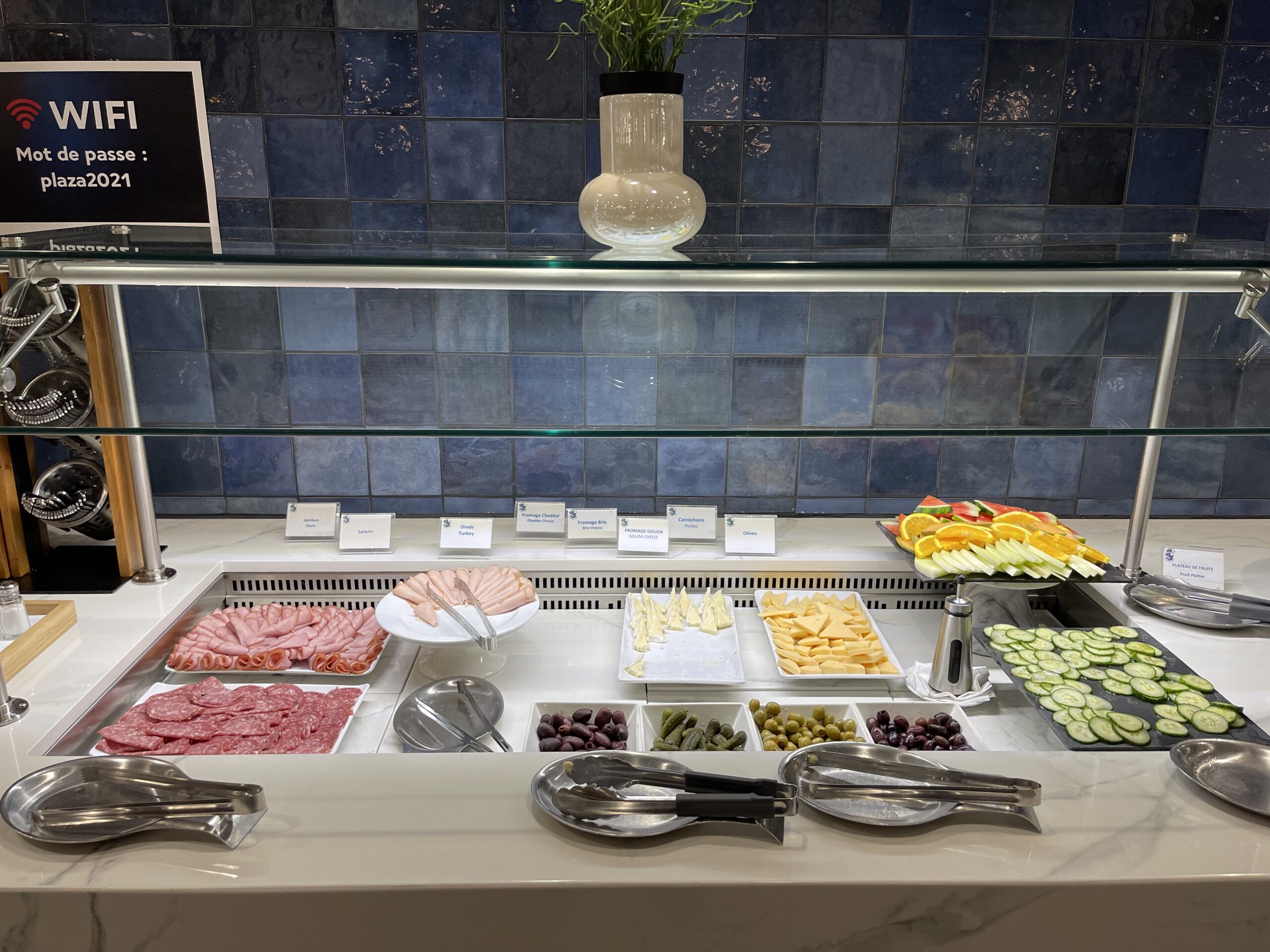 a buffet with different types of food