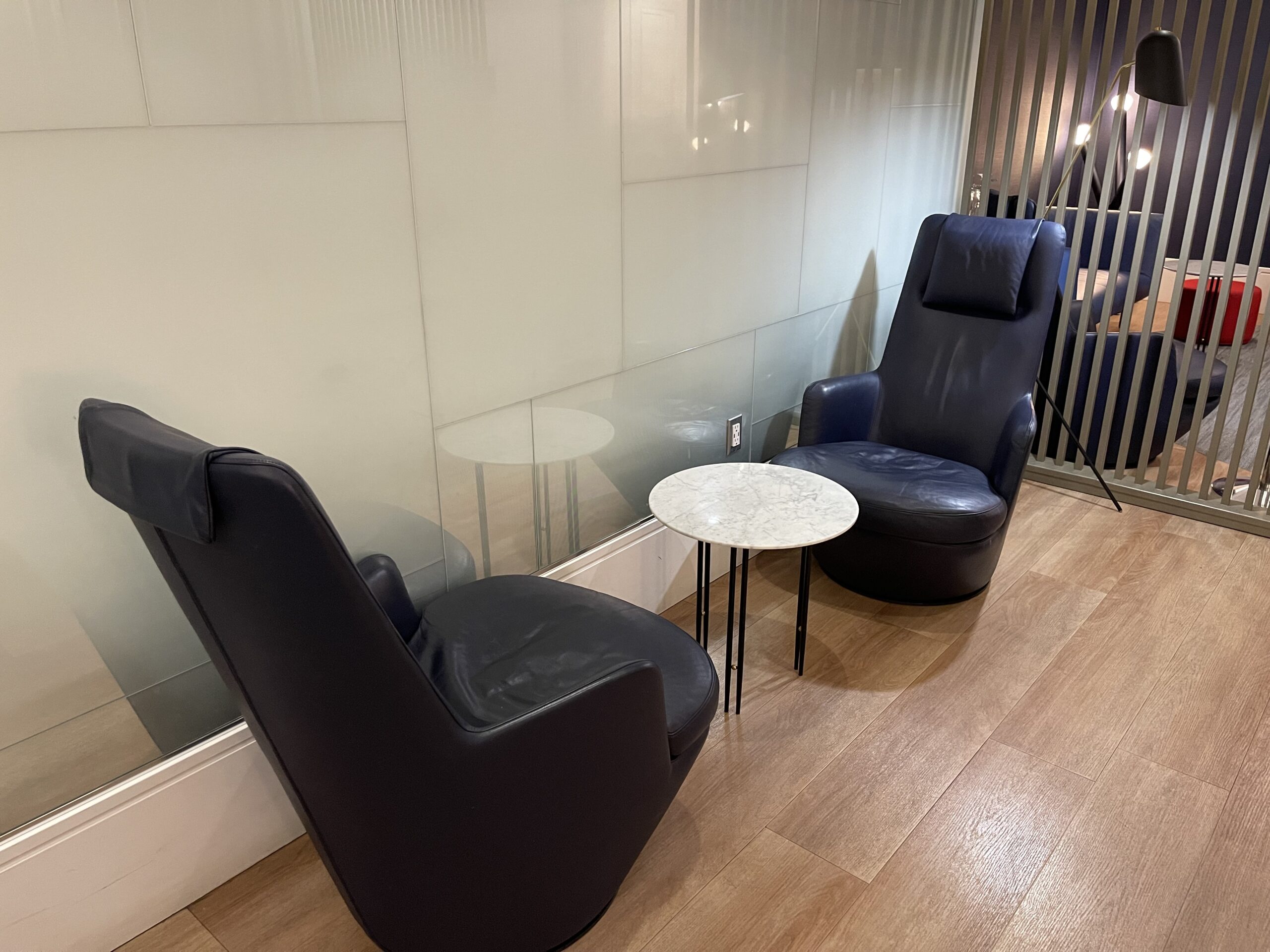 a chair and table in a room