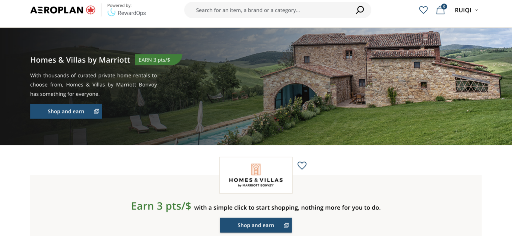 Aeroplan eStore Marriott Homes & Villas