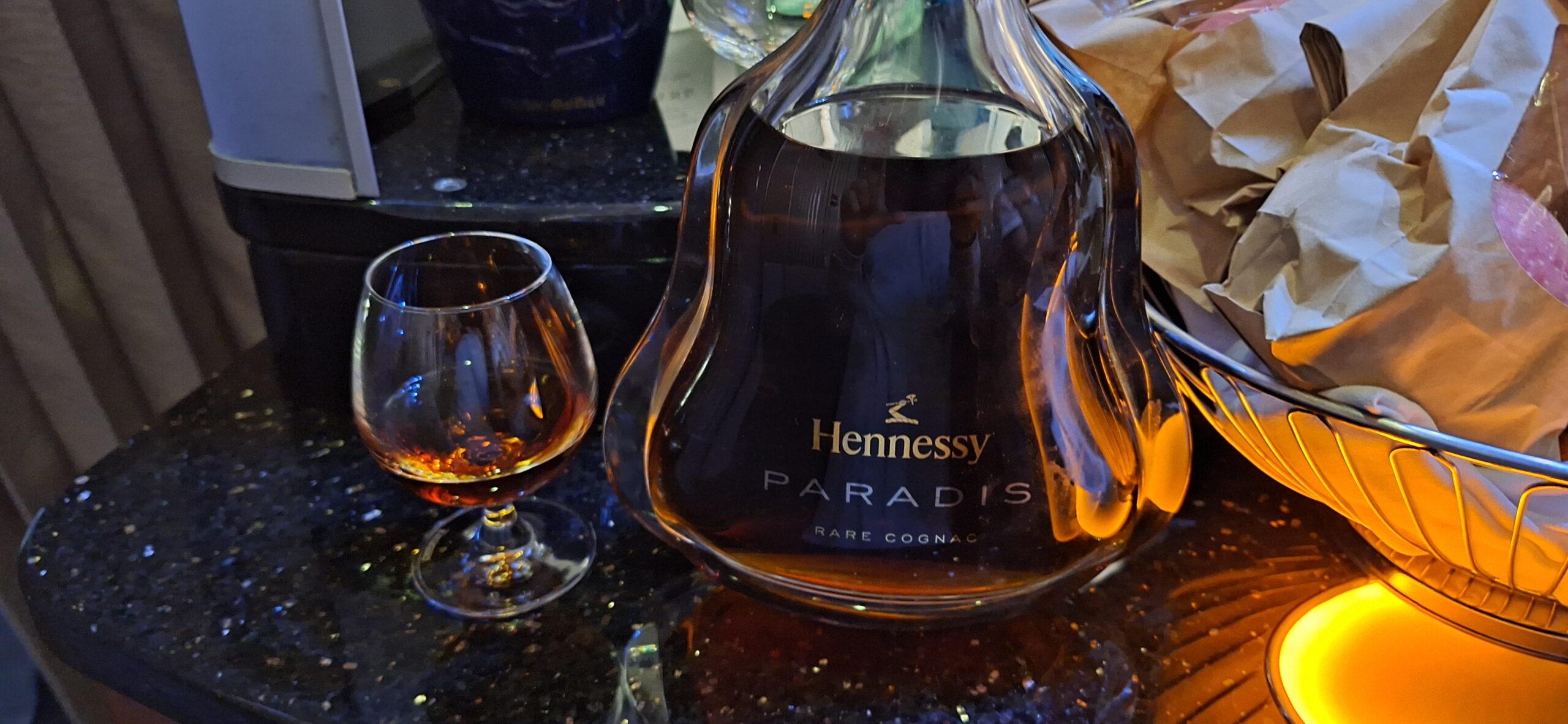 a glass bottle of cognac