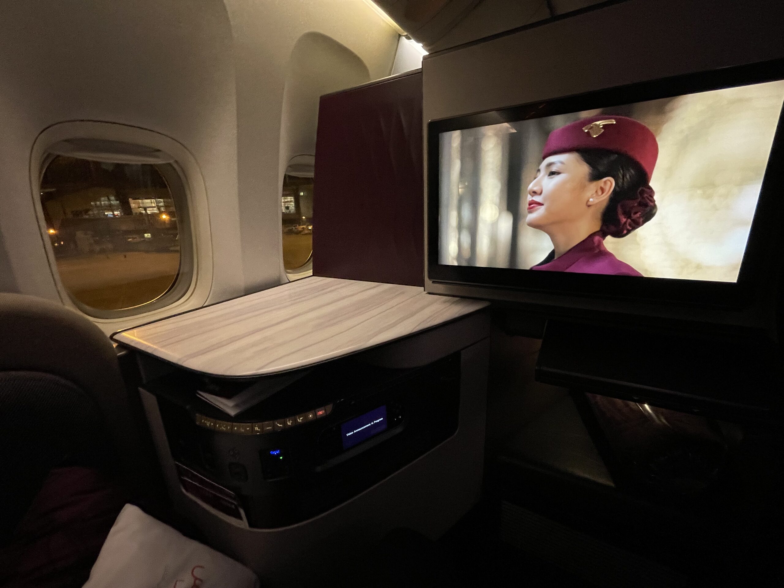 a tv on the side of a plane