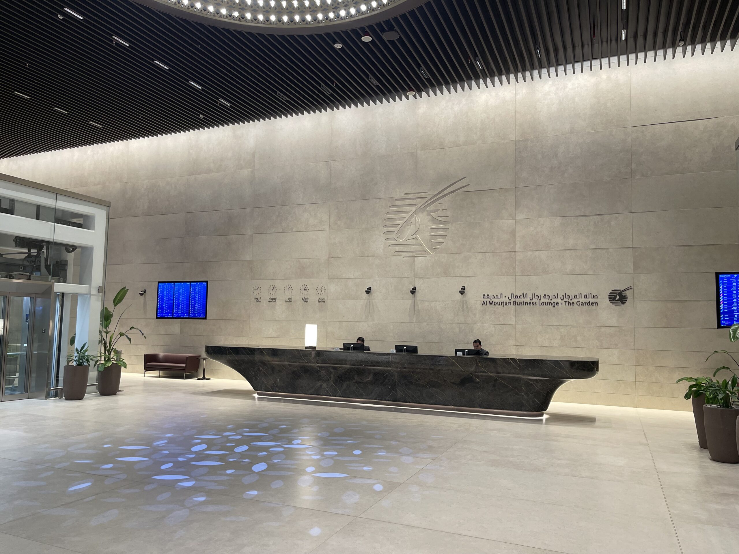 a reception desk in a building