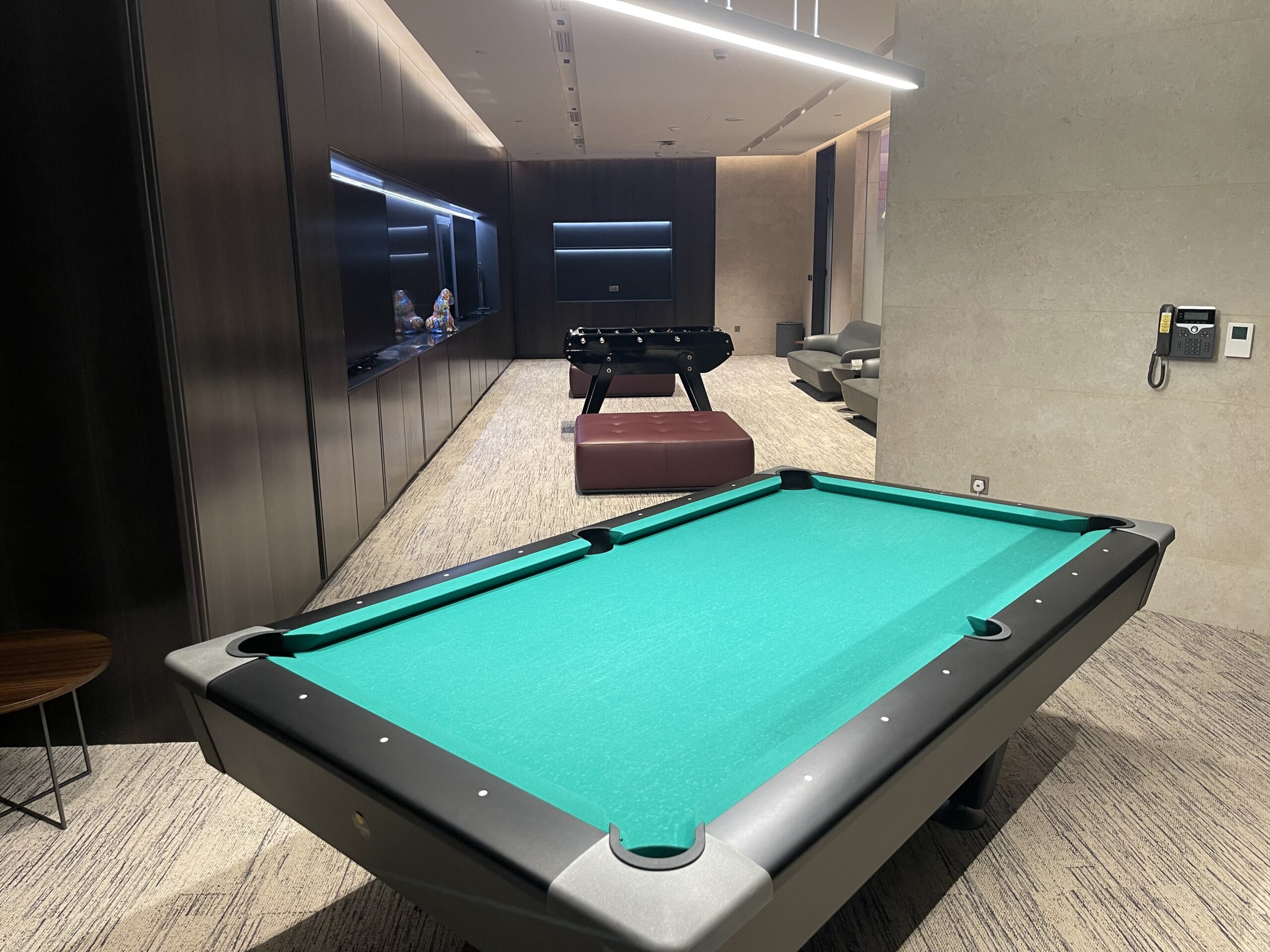 a pool table in a room