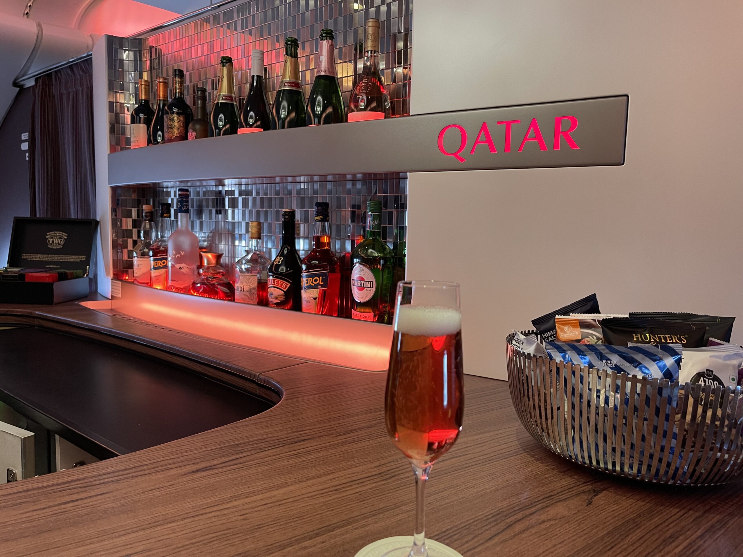 a glass of wine on a counter