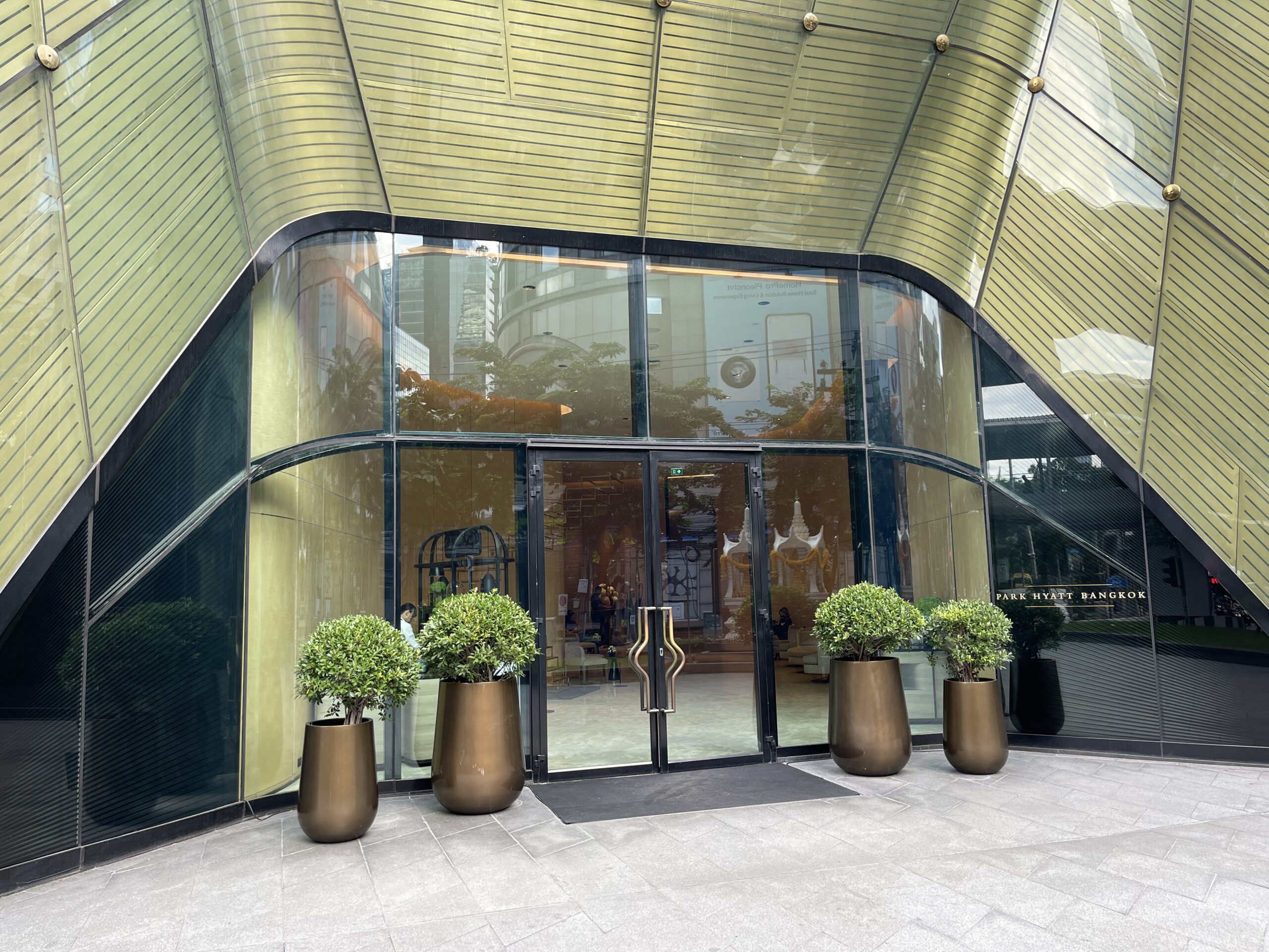 a glass front door of a building