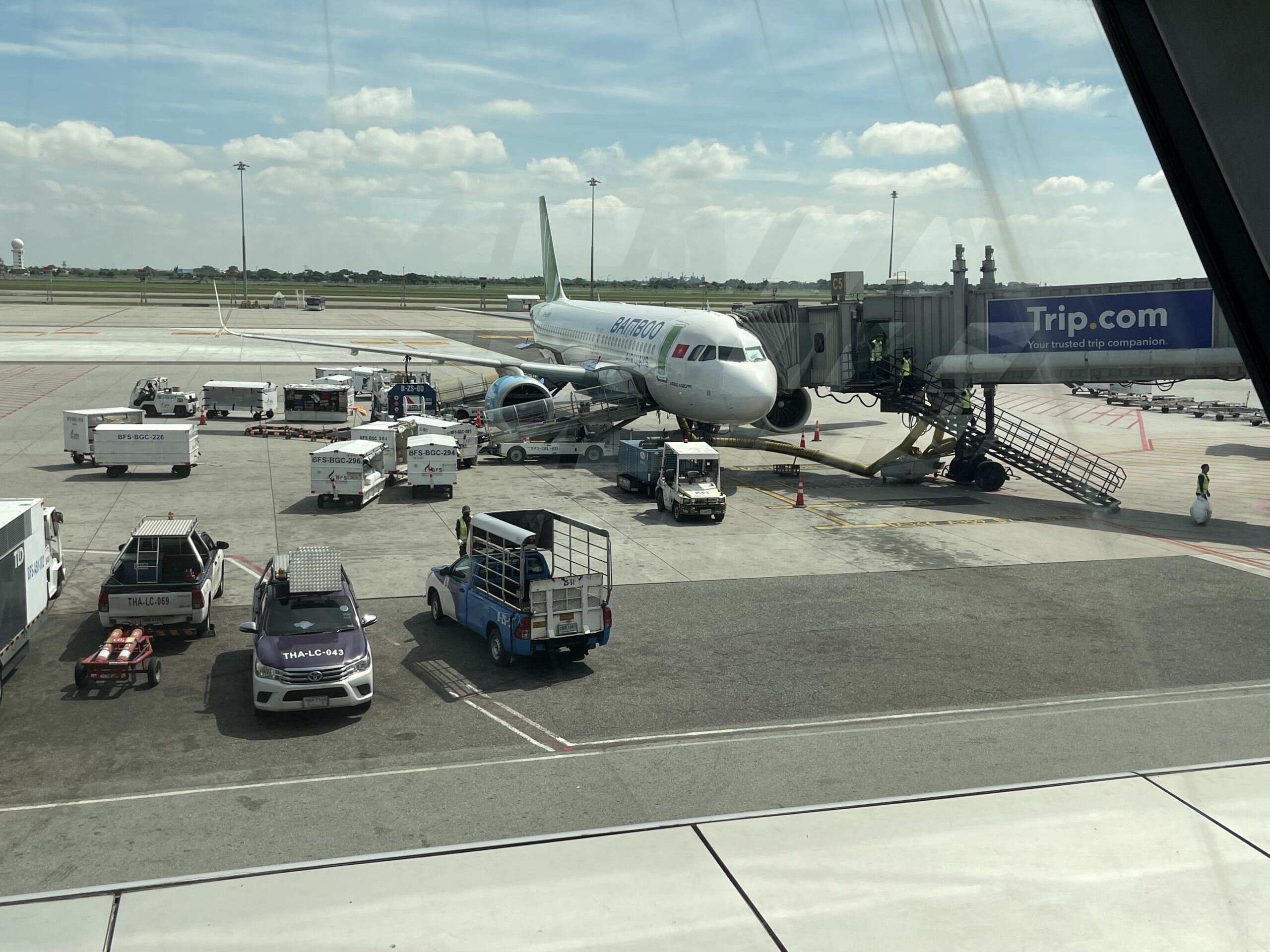 a plane parked on the tarmac