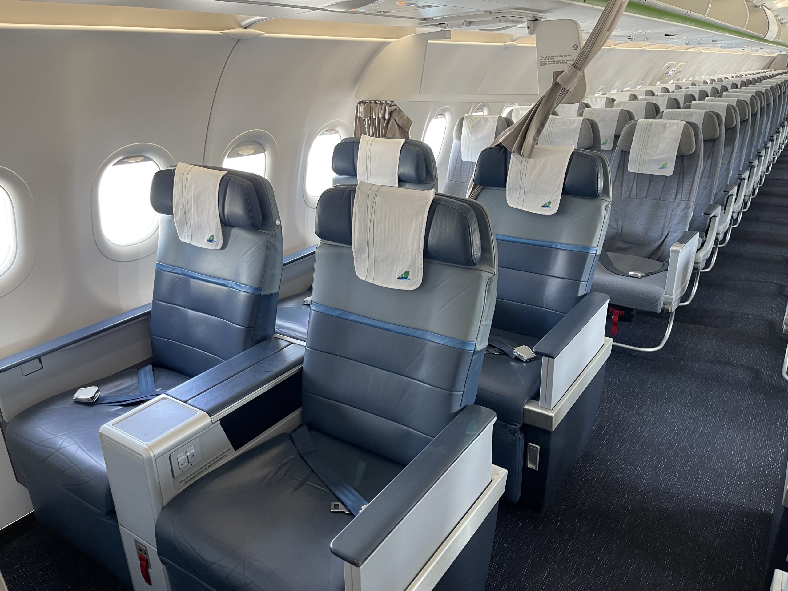 a row of seats on an airplane