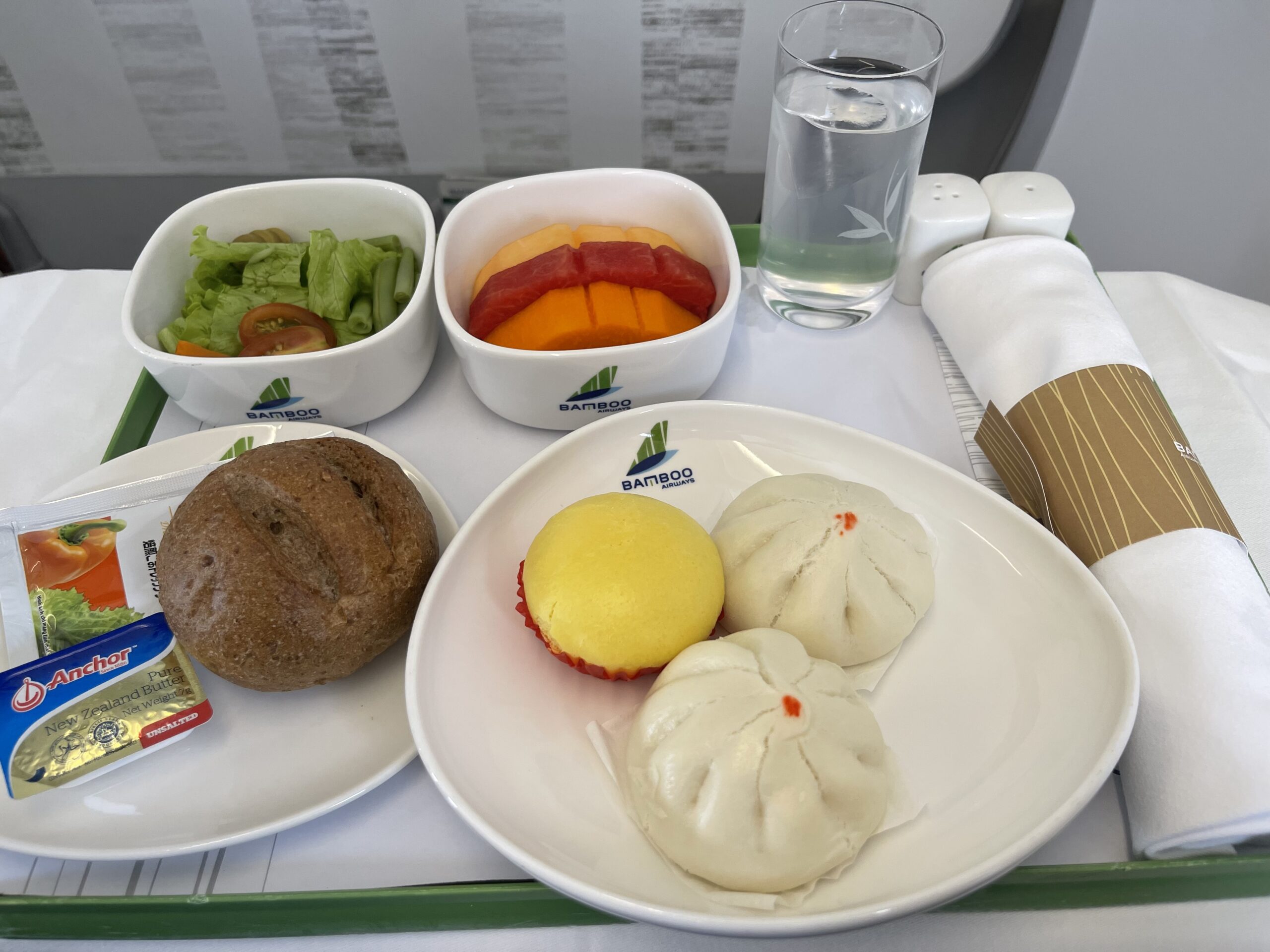 a tray with food on it