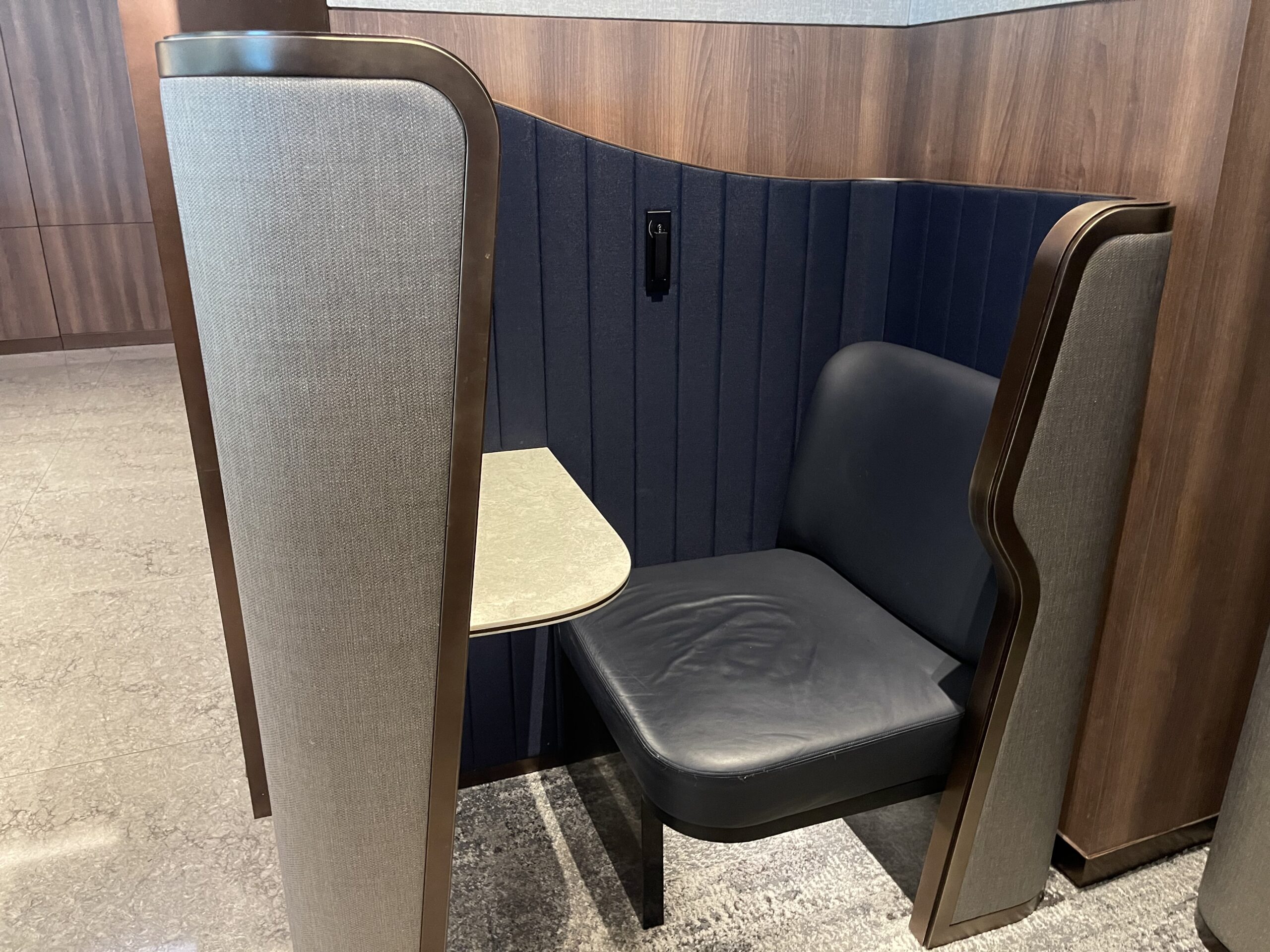 a chair in a booth