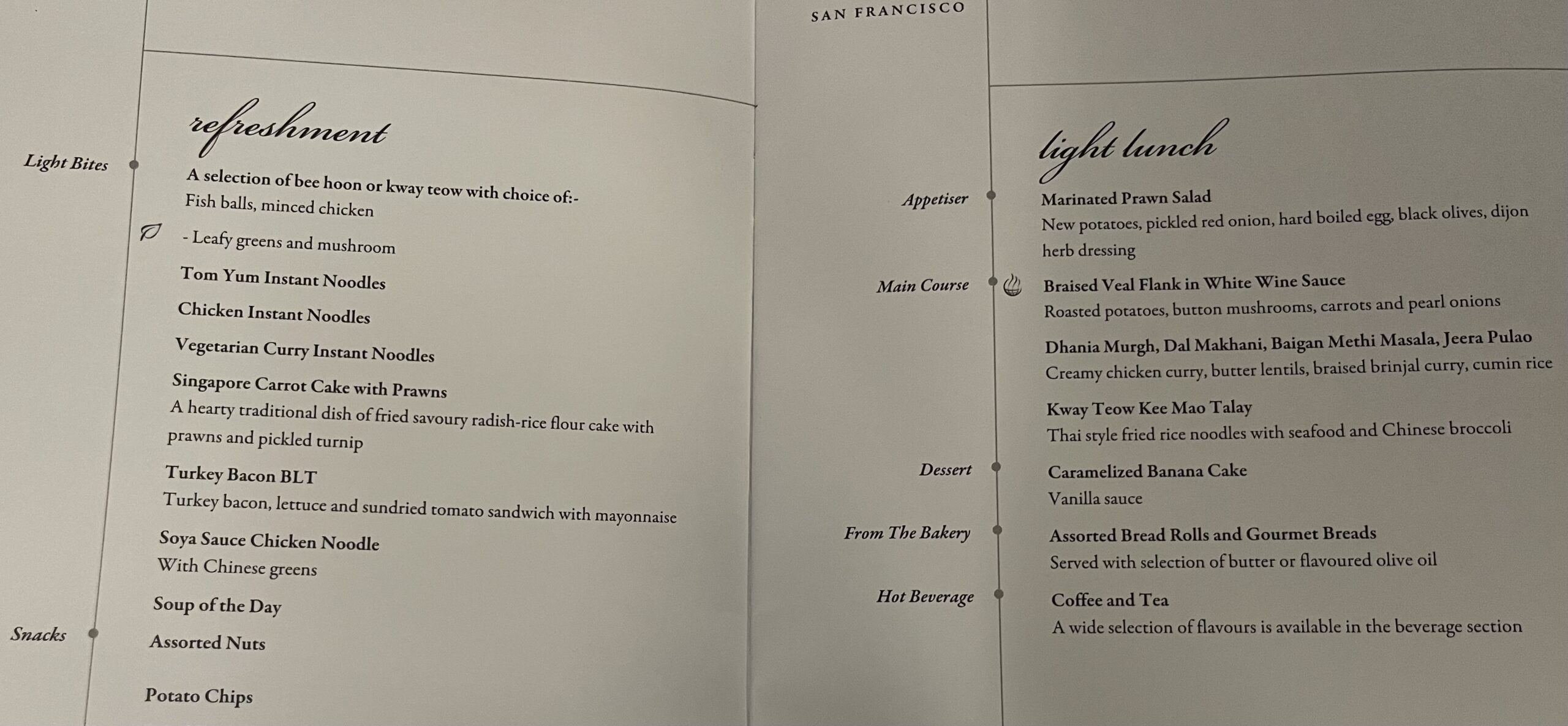 a menu of a restaurant