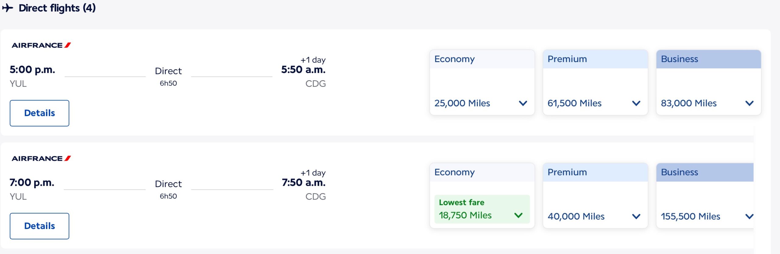 Flying Blue Promo Rewards a screenshot of a flight schedule