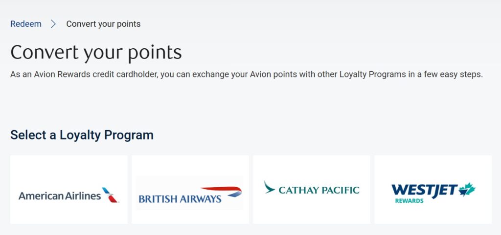 RBC Avion Rewards Transfer Partners