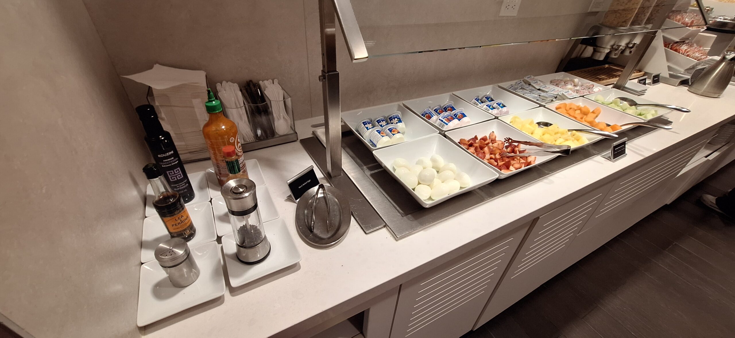 a buffet with different types of food