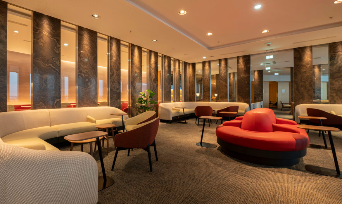 a room with chairs and tables