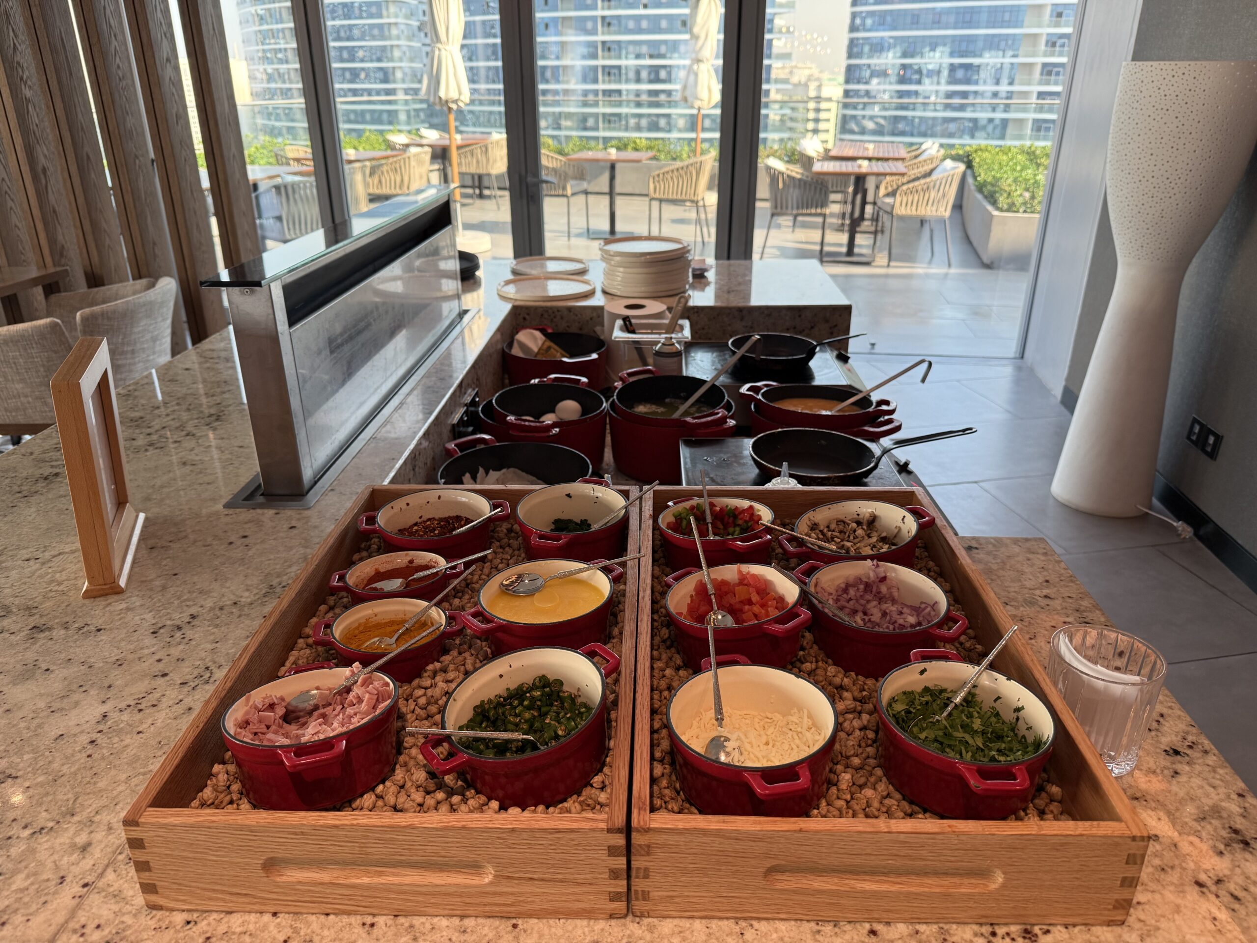 a table with bowls of food